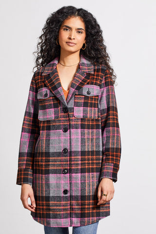 alt view 3 - LONG PLAID SHACKET-Burntorange