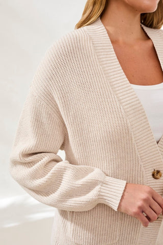 Long Sleeve Combed Cotton Cardigan-H canvas