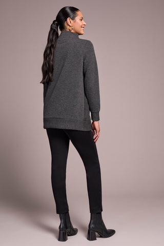 Long-Sleeve Tunic With Invisible Pockets-Charcoal