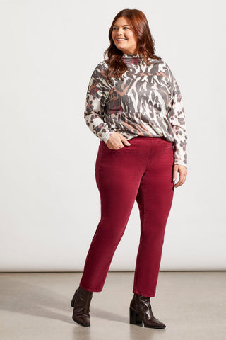 alt view 1 - MICRO CORD AUDREY PULL-ON SLIM ANKLE PANTS-Raisin