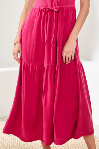 Mixed media Sleeveless Maxi Dress-Gardenia