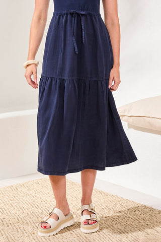 Mixed media Sleeveless Maxi Dress-Nautical