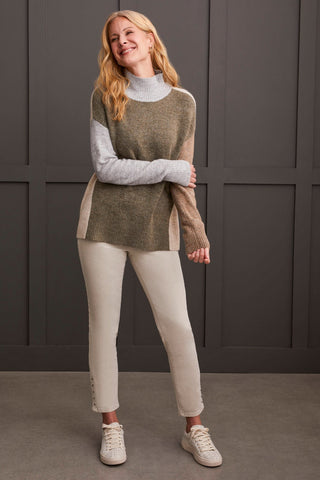 alt view 3 - MOCK NECK COLORBLOCK SWEATER-H.aloe