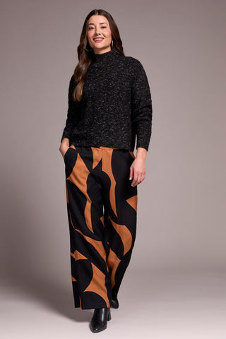 Mock Neck Drop Shoulder Sweater-M black