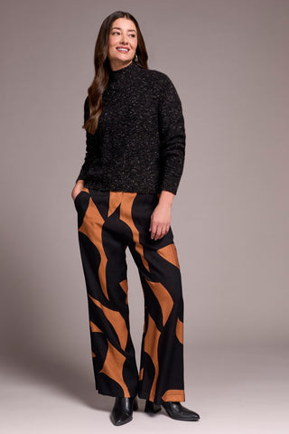 Mock Neck Drop Shoulder Sweater-M black