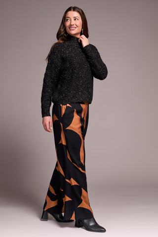 Mock Neck Drop Shoulder Sweater-M black