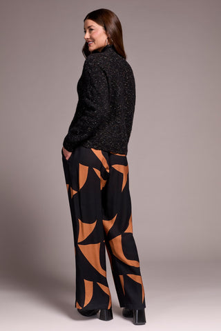 Mock Neck Drop Shoulder Sweater-M black