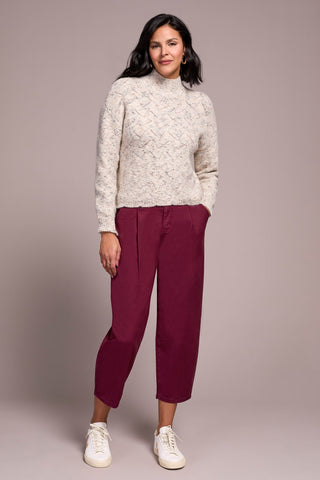 Pull À Col Roulé Et À Épaules Tombantes-Creme Melange