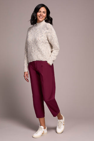 Pull À Col Roulé Et À Épaules Tombantes-Creme Melange