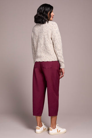 Pull À Col Roulé Et À Épaules Tombantes-Creme Melange