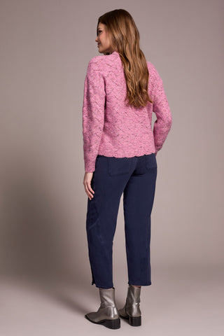 Pull À Col Roulé Et À Épaules Tombantes-Lilas Vintage Melange