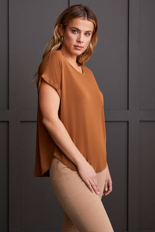 alt view 1 - MODAL JERSEY CREW NECK TOP-Walnut