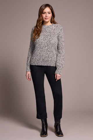 Novelty Mix Long-Sleeve Mock Neck Sweater-Onyx