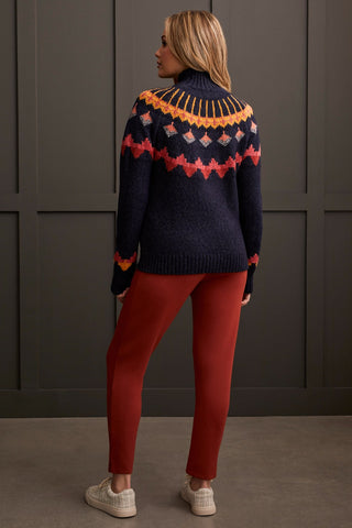 alt view 3 - NOVELTY YARN MOCK NECK INTARSIA SWEATER-Night sky