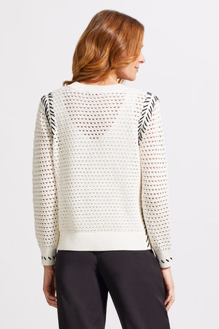 alt view 3 - OPEN STITCH CREW NECK SWEATER-Cream