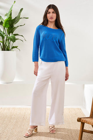 Pull Ras Du Cou En Coton Brodé À Maille Ajourée
-Royal