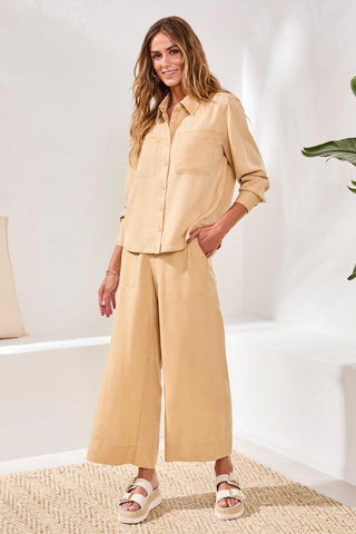 Overshirt In Washed Cavalry Twill-Croissant