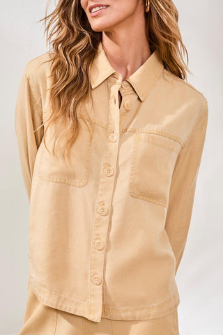 Overshirt In Washed Cavalry Twill-Croissant