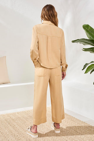 Overshirt In Washed Cavalry Twill-Croissant