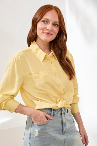 Tencel Cavalry Twill Button Front Shirt-Lemongrass