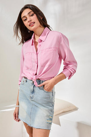 Overshirt In Washed Cavalry Twill-Rosesilk