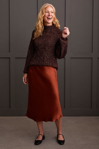 alt view 2 - OVERSIZED FUNNEL NECK SWEATER-Coffee bean