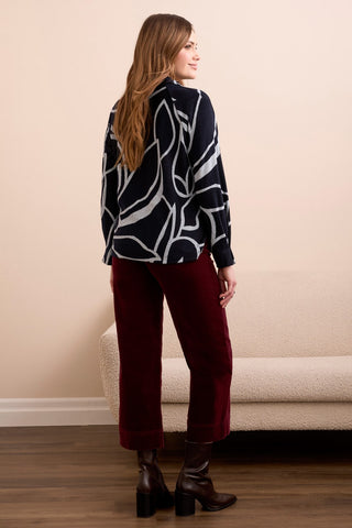 Super Soft Johnny Collar Top With Side Slits-Grey mix