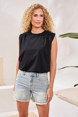 Padded Shoulder Muscle Tee-Black