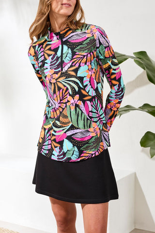 UPF 50+ High Performance Quarter-Zip Long Sleeve Pullover-Tropical