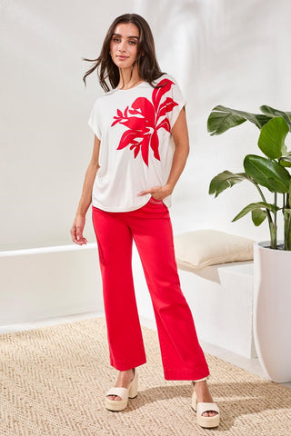 Haut En Jersey Doux À Manches Cap Avec Motif Placé En Application
-Perle de mer