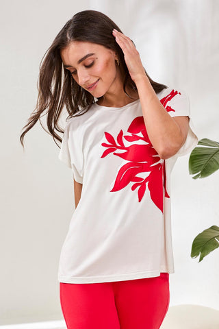 Haut En Jersey Doux À Manches Cap Avec Motif Placé En Application
-Perle de mer