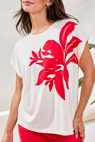 Haut En Jersey Doux À Manches Cap Avec Motif Placé En Application
-Perle de mer