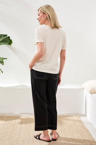 Cotton Slub Embroidered Crewneck Tee-Canvas