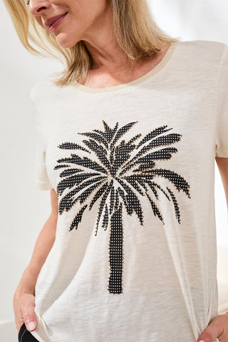 Cotton Slub Embroidered Crewneck Tee-Canvas