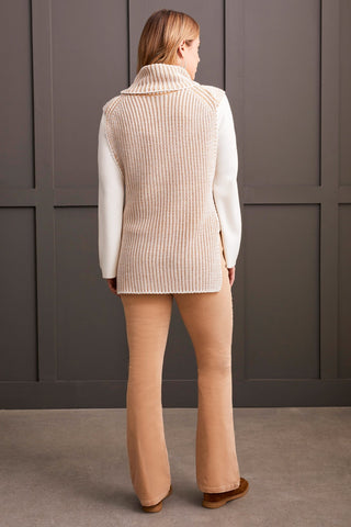 alt view 4 - PLAITED COWL NECK SWEATER-Tan