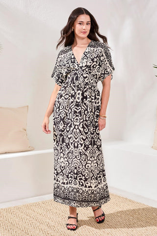 Robe Midi En Challis Imprimé-Quartz