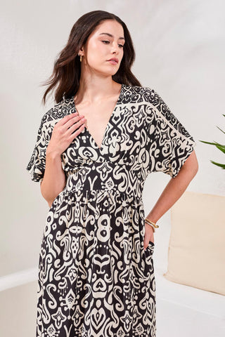 Robe Midi En Challis Imprimé-Quartz