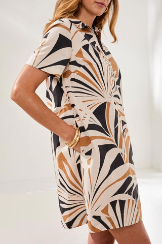 Printed Cotton Poplin Button Up Dress-Canvas