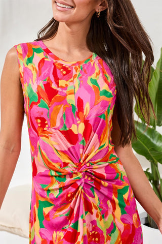 Robe En Jersey Sans Manches À Encolure En V Avec Nœud Sur Le Devant
-Lueur Rose