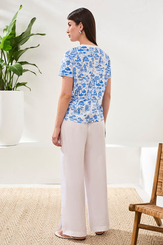 Haut En Maille Flammée Imprimé À Encolure Ras Du Cou
-Royal