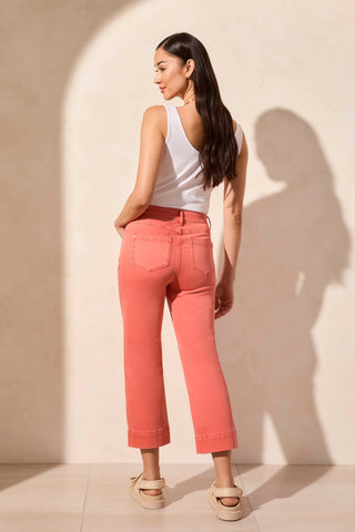 Capri Semi-Évasé En Denim Confort Extensible-Ciel Corail