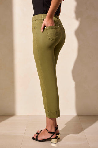 Capri Semi-Évasé En Denim Confort Extensible-Vert Foncé