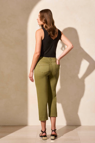 Capri Semi-Évasé En Denim Confort Extensible-Vert Foncé