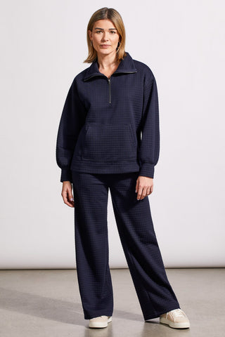 alt view 1 - QUILTED KANGAROO POCKET TOP WITH HALF-ZIP-Night sky