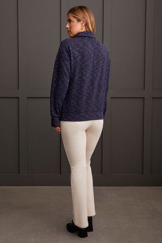 alt view 3 - QUILTED KNIT FUNNEL NECK TOP WITH THUMBHOLES-Sapphire