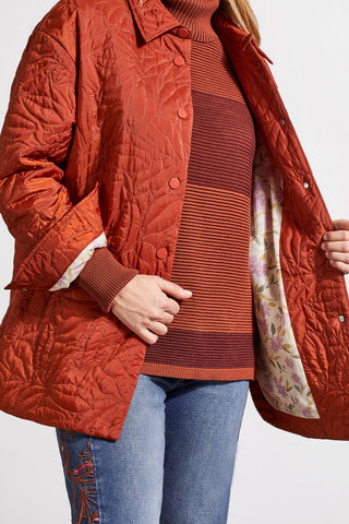 alt view 2 - QUILTED SNAP-UP SHACKET WITH PATTERNED LINING-Pumpkin spice