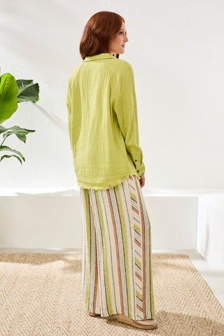 Raglan Sleeve Shirt In Crinkled Gauze-Greenbanana