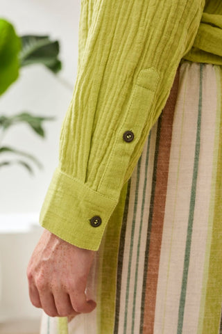 Raglan Sleeve Shirt In Crinkled Gauze-Greenbanana