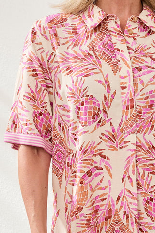 Rayon Linen Button-Front Dress-Wisteria