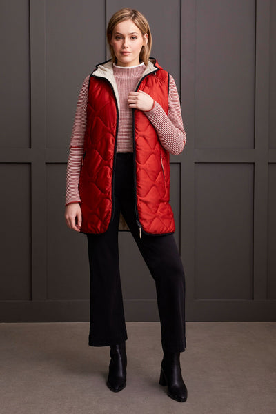 Fur handled hooded puffer vest